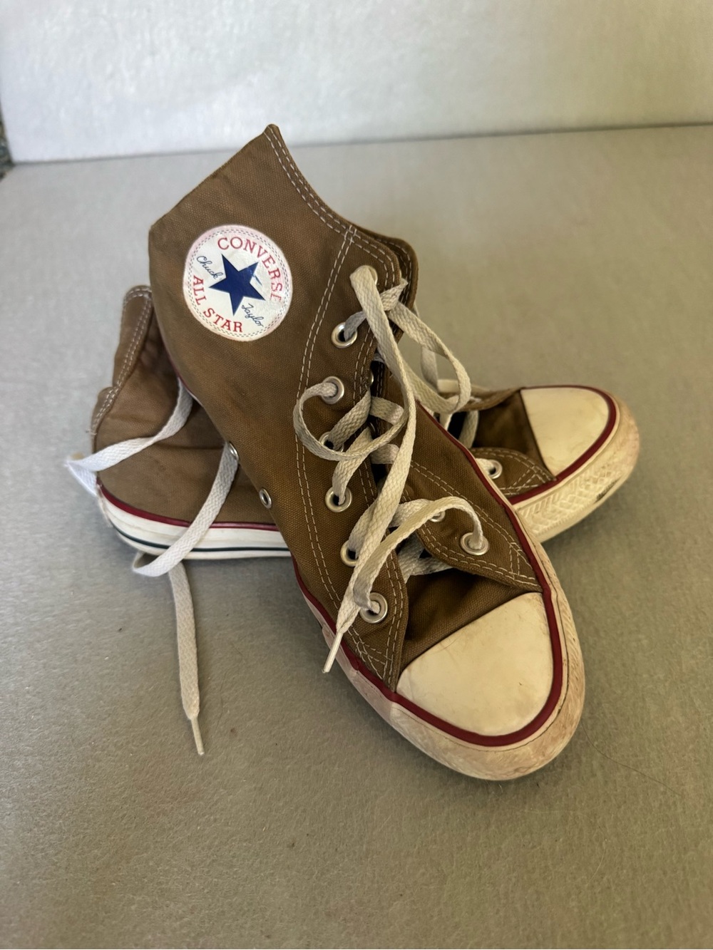 Converse Brown High-Top Sneakers with White Toe Cap